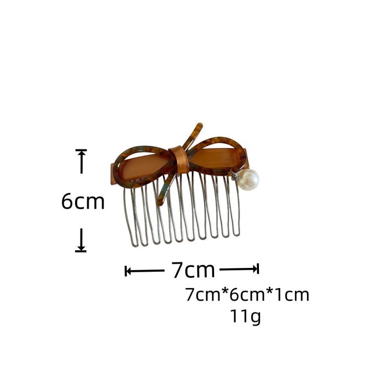 Wow Sheila Acetate Bow Insert Comb Reverse Style Small Front Bangs Comb No Dent French Side Hair Accessories