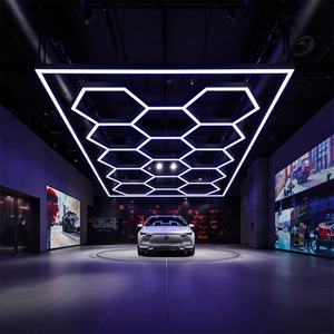 Hexagonal <b>LED</b> Honeycomb Garage <b>Light</b> High Brightness IP54 Rated Remote Control 6500K Cool <b>White</b> Drop Ceiling Installation - Product Image 4
