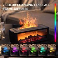 Nouveau design, diffuseur d'arômes portable pour la maison avec simulation de flamme de cheminée, humidificateur, lumière LED 7 couleurs, diffuseur d'huiles essentielles