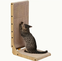 Griffoir pour chat en forme de L, résistant à l'usure et à faible production de poussière, griffoir mural vertical, maison pour chat intégrée, jouet en carton ondulé