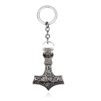 Vente en gros de porte-clés marteau Thor Mjolnir Viking amulette marteau scandinave nordique porte-clés bijoux de mode