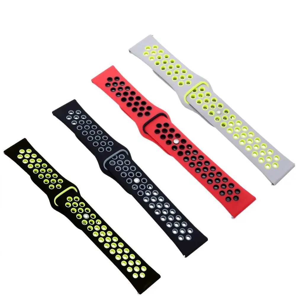 20mm 22mm breathable hole type universal silicone watch band suitable for Samsung huawei xiaomi gamin etc