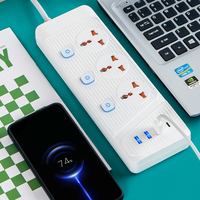 Multiprise industrielle universelle 3 prises USB 3 ports USB interrupteurs de contrôle indépendants protection contre les surtensions rallonge électrique