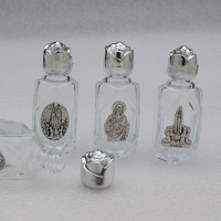Nouvelle bouteille d'eau bénite portable en verre cristal avec motifs optionnels, alliage, relief, icône, voyage, objet sacré catholique