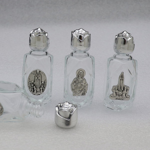 Nuova Bottiglia Portatile per Acqua Santa con Motivi Opzionali in Cristallo e Lega, Icona in Rilievo, Oggetto Sacro Cattolico da Viaggio - Product Image 3