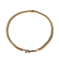 Collar con Placa de Nombre Personalizada de Acero Inoxidable, Cadena Cubana Dorada, Joyería Personalizada