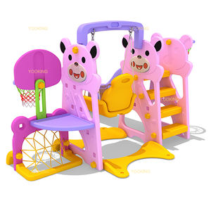 Duurzame Structuur Glijbaan Met Basketbal Hoepel Swing 5-In-1 Kinderen Spelen Klimmer Swing Play Set Extra Lange Glijbaan - Product Image 5