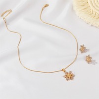 Collier et boucles d'oreilles flocon de neige, ensemble de bijoux, simple, breloque, diamant complet, pour cadeau de noël, nouvelle collection
