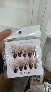 Venta al por Mayor de 10 <span class=keywords><strong>Uñas</strong></span> Postizas Hechas a Mano, Nueva Moda Francesa, <span class=keywords><strong>Uñas</strong></span> de Presión de Alta Calidad, ABS Acrílico, Cobertura Completa - Product Image 6