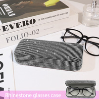 Étui de rangement pour lunettes et lunettes de soleil en ABS orné de diamants, type boîte, portable, pour intérieur de voiture