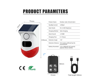 Tuya akıllı WiFi kızılötesi hareket dedektörü güneş açık PIR kablosuz Strobe Siren dedektörü ses <span class=keywords><strong>Alarm</strong></span> su geçirmez uzaktan kumanda - Product Image 6