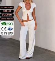 Ensembles décontractés pour femmes : pantalon élégant à lacets, haut sexy personnalisé à col en V, style short, pour le quotidien