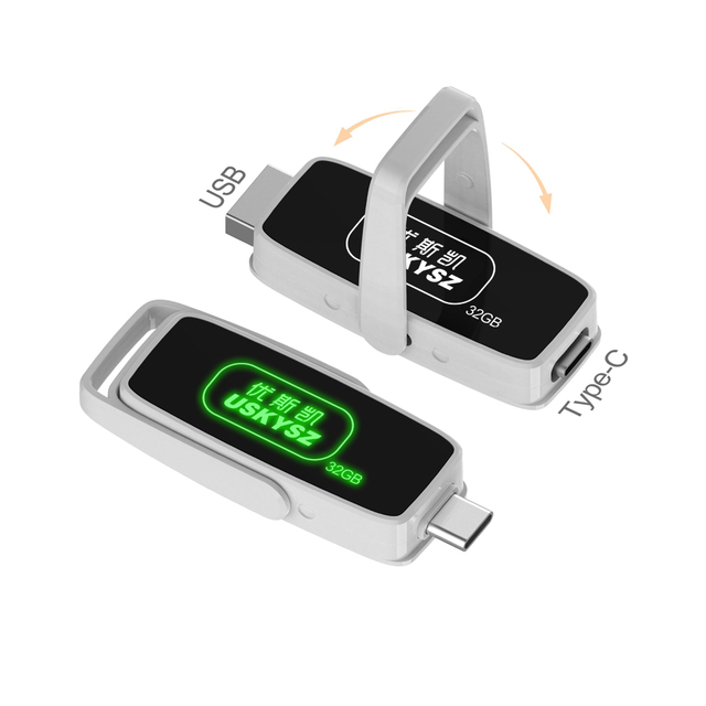 USKY Lighting Type-C USB Gift Disk 64GB128GB 32GB 2.0 Card Memory Cassette Tape Jewelryled logo Usb