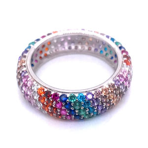 بارعة الإناث جميلة مليئة بالحيوية 14 الألوان حجر الفضة خاتم الزواج - Product Image 2