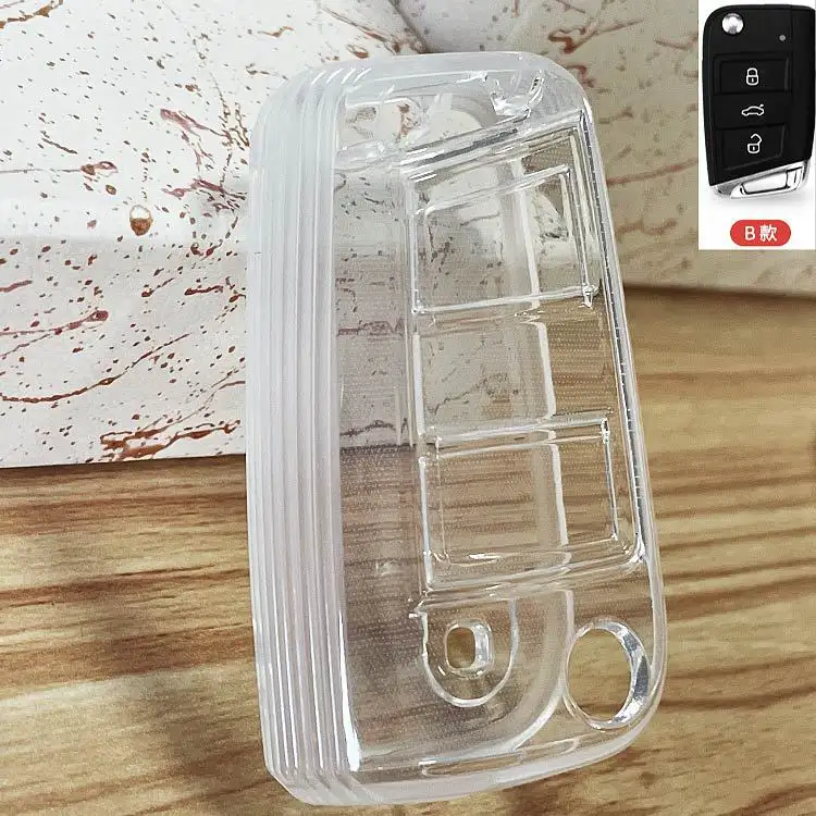Transparent Soft TPU Key Fob Case Fit for Volkswagen Key Cover Used for VW Car Keys Auto Accessories
