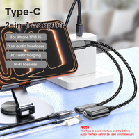 Hub USB-C 3-en-1 avec adaptateur audio 3,5 mm, charge rapide PD 60W et câble tressé pour iPhone 17, 16, 15, ordinateur portable et tablette