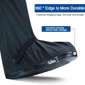 Couvre-chaussures montants unisexe en silicone/PVC noir, légers, imperméables et réfléchissants pour la moto/vélo - Product Image 5