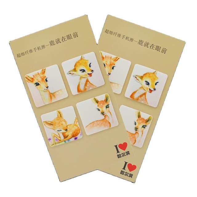 Custom Designed Eco-Friendly Microfiber Screen Cleaner Sticker Full Color Printing Square Design for Cellphones Business Gift