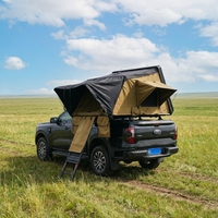 Палатка на крышу автомобиля Private Label с жестким корпусом, цвет хаки, с черным тентом от дождя, для кемпинга на пикапе, с лестницей