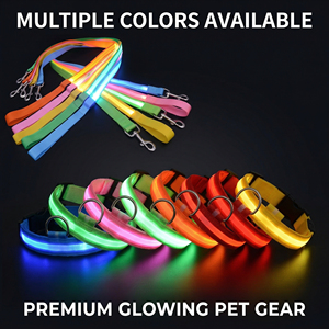 Collare Luminoso al Buio Impermeabile a LED per Cani e Gatti di Lusso Stile Western Regolabile in Poliestere con Strisce Riflettenti per la Sicurezza Notturna - Product Image 5