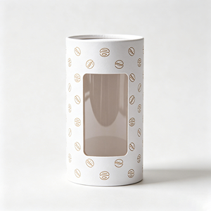 Boîte cylindrique en papier recyclable légère avec fenêtre transparente, tube rond pour emballage de grains de café, pour présentation en supermarché - Product Image 3