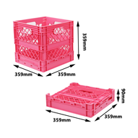 JOIN Fourniture en vrac de conteneurs pliables carrés roses 359x359x359mm pour un usage professionnel