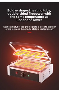 Vente en gros de machine à <span class=keywords><strong>sandwich</strong></span> en acier inoxydable 2200W en fonte électrique Contact <span class=keywords><strong>Sandwich</strong></span> Panini Presse Maker Grill Machine à plaque chauffante - Product Image 2