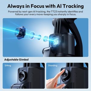 ULANZI TT23 Trípode con Cabezal <span class=keywords><strong>Gimbal</strong></span> de 64 Pulgadas con Seguimiento Facial Automático, Palo Selfie Giratorio 360°, Reconocimiento Facial, Control por Gestos, Plegable - Product Image 3