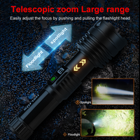 Affichage numérique 3000 Lumens Super Bright Lanterns Zoomable Torch Light Portable Mobile Power Long Range LED Tactical Flashlight