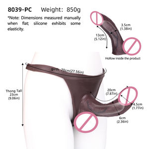 SXXY Noir Silicone Doux 6 Styles Strings Avec <span class=keywords><strong>Gode</strong></span> Creux Réaliste Mâle Sangle Creuse Sur <span class=keywords><strong>Gode</strong></span> Pénis Manches Dick Extender Pant - Product Image 2