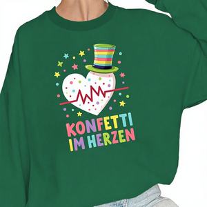 Sweat-shirts décontractés pour femmes en tricot blanc à imprimé cœur avec confettis colorés - Product Image 1