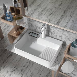 <span class=keywords><strong>Lavandino</strong></span> In ceramica con lavabo singolo resistente lavello lavello lavabo con lavello integrato con presa laterale per lavelli da <span class=keywords><strong>bagno</strong></span> facile da pulire - Product Image 2