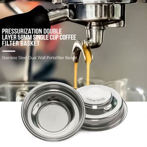 1PCS 58MM Eco-Friendly Stainless Steel <b>Coffee</b> <b>Filter</b> Basket Modern Simple Design Single or Double-Layered Powder Bowl - Product Image 2
