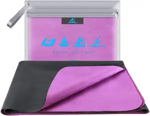 Seyahat Yoga Mat katlanabilir 1/16 inç ince sıcak Yoga Mat kaymaz ter emici spor ve egzersiz matı Yoga için