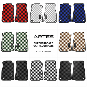 Tapis de voiture personnalisés antidérapants et imperméables en caoutchouc latex à motif damier rouge, <span class=keywords><strong>bleu</strong></span>, noir, blanc - Product Image 6