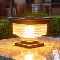 Lámpara Solar LED Moderna para Poste de Puerta Principal, Ahorro de Energía, Cuadrada, Exterior, Impermeable, con Control Remoto