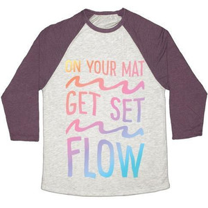 On Your <b>Mat</b> Get Set Flow Yoga Unisex Tri-Blend Baseball Tee - Product Image 4
