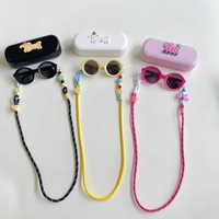 Lot de 2 Lunettes de Soleil Pliables Portables pour Enfants, Protection UV400, Monture Complète, avec Étui de Rangement Mignon à Motifs de Dessins Animés Inclus, Lunettes de Soleil Bébé Bicolores