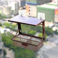 Mangeoire à oiseaux en métal Oniya avec ventouses puissantes, mangeoire à oiseaux suspendue pour extérieur, décoration de jardin pour l'observation des oiseaux