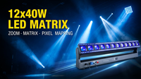 Barra de Luz LED RGBW de 12x40W 600W con Anillo Halo de 270° °   Sistema DMX512 Inclinable de 14/58 Canales, AC90-240V, para Escenarios, Discotecas, Conciertos y Bodas