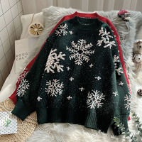 OEM ODM personnalisé de gros hiver flocon de neige décoration col rond pull tricoté femmes pull de Noël