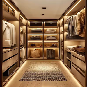 Système <span class=keywords><strong>de</strong></span> dressing moderne <span class=keywords><strong>de</strong></span> luxe <span class=keywords><strong>avec</strong></span> éclairage LED intégré, grande capacité, organisation <span class=keywords><strong>de</strong></span> tiroirs pour chambre et salon - Product Image 1