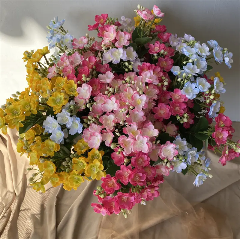 IFG Hot Selling 3 Branches Colorful Artificial Jasmine Flowers for Wedding Home Decoration