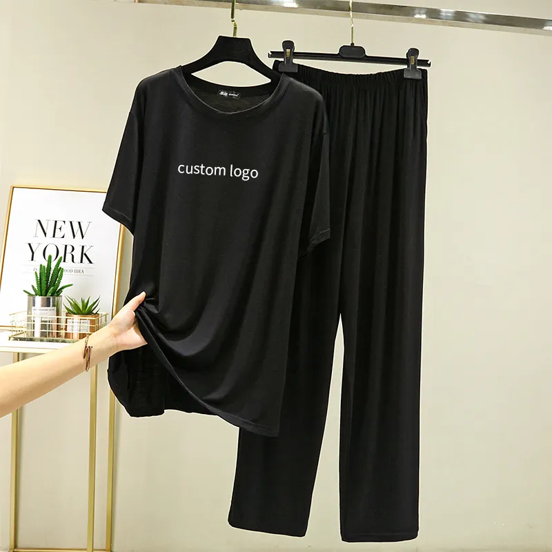 Designer Wholesale Print Custom Pajama Set 2023 Bamboo Women's Sleepwear Short Summer Bamboo Viscose Pajamas For Women Set