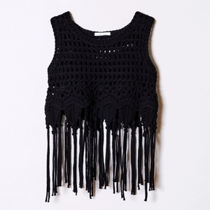 Couleur unie creux tissé <span class=keywords><strong>gilet</strong></span> jarretelles femmes été chic <span class=keywords><strong>crochet</strong></span> motif haut <span class=keywords><strong>sans</strong></span> manches - Product Image 5