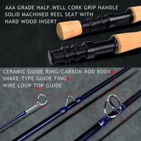 Newbility haute qualité manche en bois canne à pêche à la mouche 9 "2.7m 6wt 8wt carbone 4 noeuds canne à pêche à la mouche