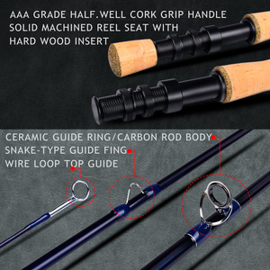Newbility مقبض عالي الجودة ذبابة صنارة صيد 9 "Wood m 6wt 8wt كربون 4-knot ذبابة صنارة صيد - Product Image 5