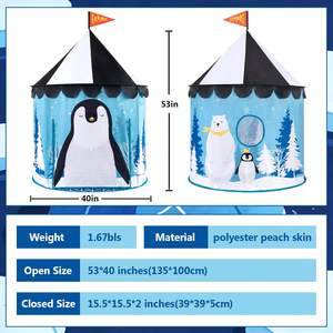 Juguetes de juego imaginativo en oferta: Tienda de campaña infantil tipo yurta, casa de juegos, tienda de campaña portátil con diseño de pingüino para bebés - Product Image 3