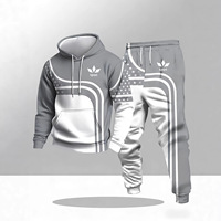 Ensemble deux pièces pour homme, sweat-shirt à capuche et pantalon imprimés en 3D, style européen et américain, sportif, avec des étoiles et des blocs de couleur