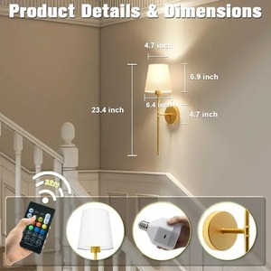 Lampe murale sans fil à piles rechargeable, lampe murale à intensité variable, ampoule détachable, télécommande, lampe murale sans fil 10 couleurs - Product Image 2